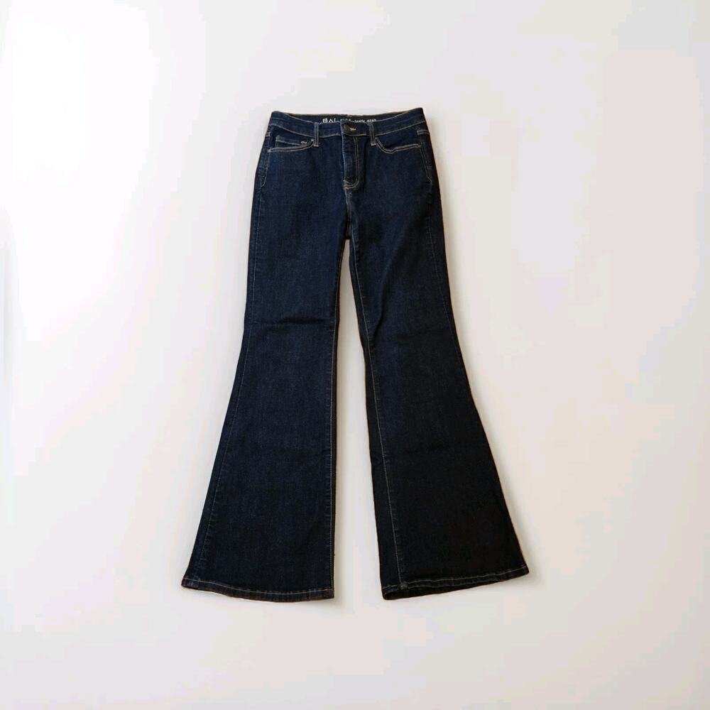 Balam Denim Wear Stretch Dark Jeans Fit & FLARE Boho Retro High Rise Size 13